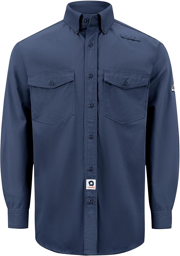 100% Cotton Mens Fr Shirts 7.5oz Flame Resistant Shirts NFPA2112 Men's Fire Retardant Welding Shirts