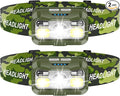 LHKNL Headlamp Rechargeable, Lumen Super Bright Motion Sensor Head Lamp Flashlight,2-Pack Waterproof LED Headlight with White Red Light,8 Modes Head Lights for Camping Cycling Running Fishing-Green