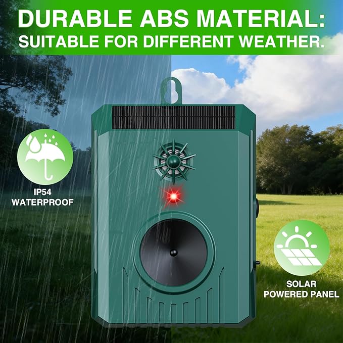 2026 Solar Ultrasonic Bird Repeller Outdoor Bird Deterrents for Outside Scare Birds Away,Waterproof Bird Repellent Devices&Goose Deterrent-Portable Design for Outside Patio Balconies Garden Farm 2Pcs