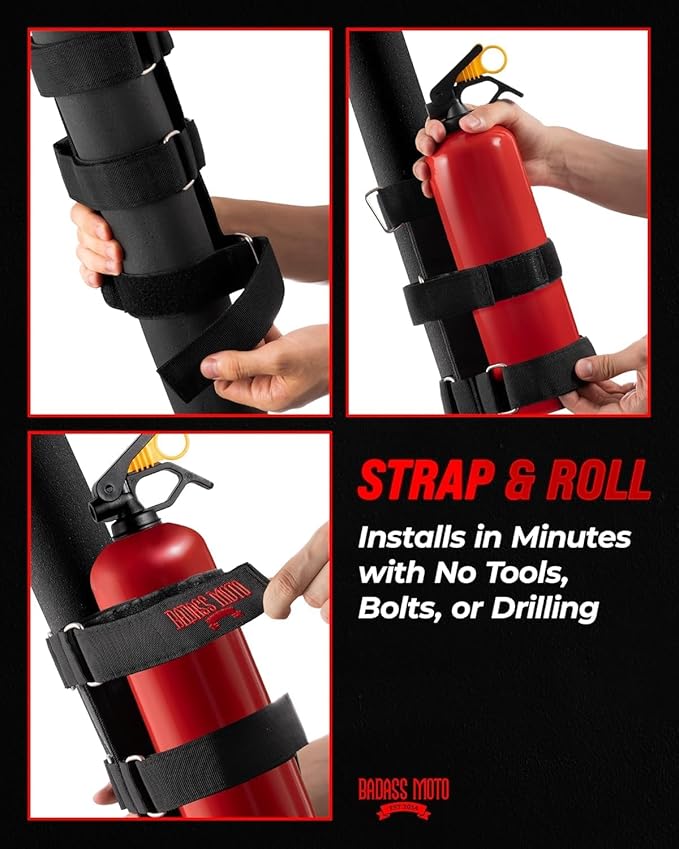 Badass Moto for Jeep Fire Extinguisher Mount. Offroad Roll Bar Extinguisher Holder. Off Road Vehicle Accessories Wrangler Camping Kit Gear. Fits 1965-2025 Jeep JL JK JKU TJ CJ JL Bronco - 2 Pack