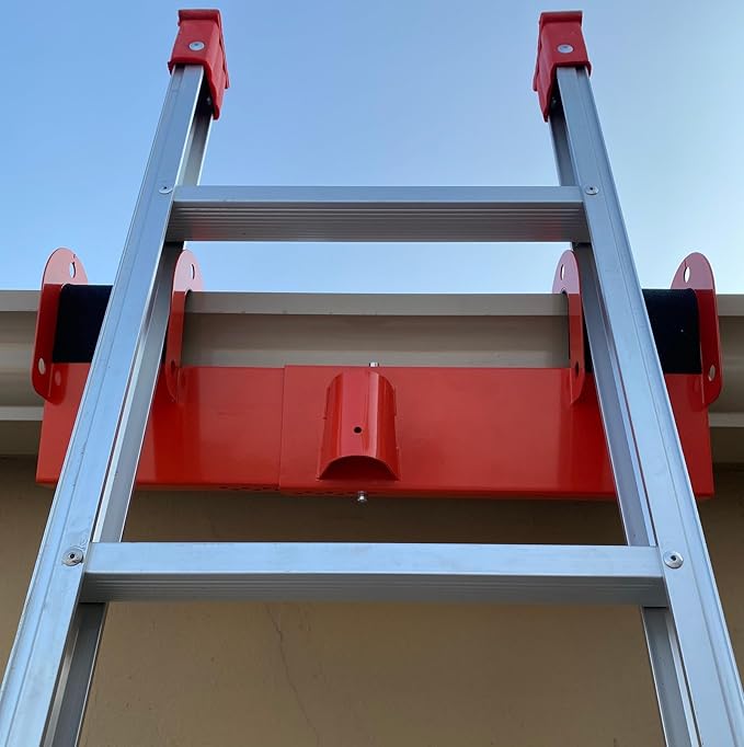 Ladder Helper, Heavy Duty Steel Gutter Guard Ladder Stabilizer, Safeguard Your Gutters During Painting and Roof Access, Adjustable Width Range, Ladder Stand Off for Gutters, 1 Pack, Orange