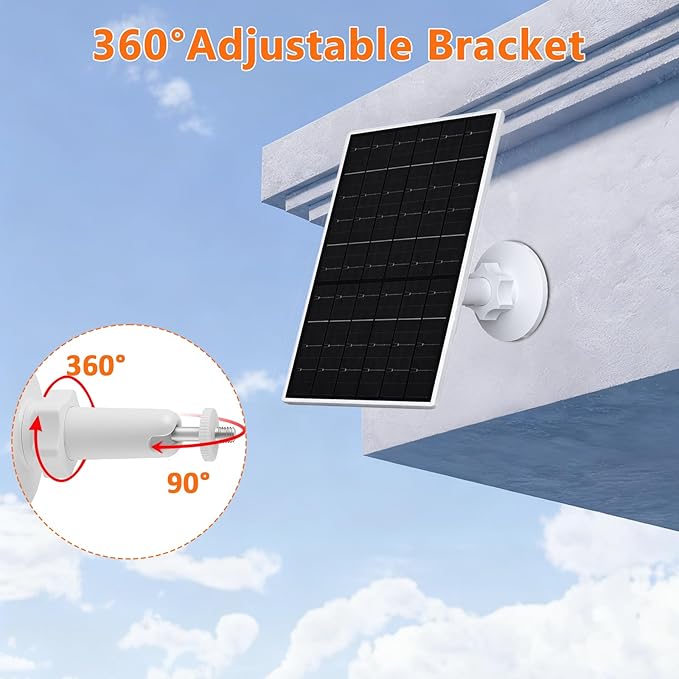 Zivif 7W Solar Panel Compatible with EufyCam, Solar Charger with USB-C & Micro USB Port for 5V Outdoor Rechargeable Battery Camera, IP65 Waterproof, 360° Adjustable Mount (2 Pack)