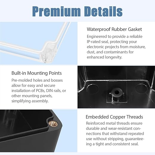 LeMotech Junction Box with Clear Cover IP65 Waterproof Project Box Dustproof ABS Plastic Electrical Project Boxes Universal Enclosure, Black 4.5"x 3.5"x 2.1"(115x90x55mm)(Pack of 2)