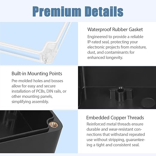 LeMotech Junction Box with Clear Cover IP65 Waterproof Project Box Dustproof ABS Plastic Electrical Project Boxes Universal Enclosure, Black 4.7"x 4.7"x 3.5"(120x120x90mm)(Pack of 2)