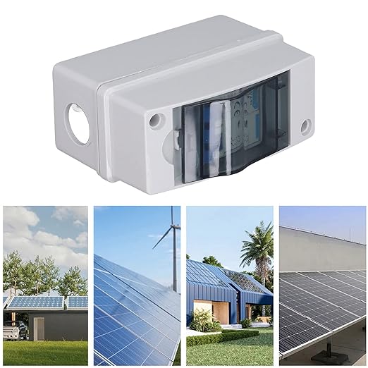 Solar Combiner Box with 20A 1000V DC Circuit Breaker IP65 Waterproof Polycarbonate Enclosure for Solar Panel Systems 4.72x2.05x3.54 Inch