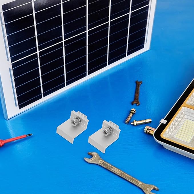 Mikikit 12pcs Solar Panel Holder Clamp Metal Rack Clip for Household Solar Panel Installation Easy to Use and Weather-Resistant