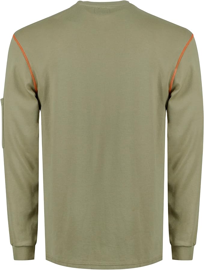 KONRECO FR Shirts for Men Long Sleeve 7oz Cotton Flame Resistant/Fire Retardant CAT2 Henley Shirt