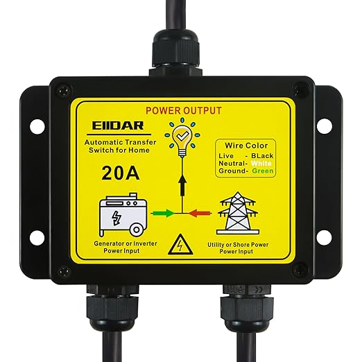ATS AC120V 20 Amp Auto Transfer Switch，Transfer Switch for Home Generator，Automatic Transfer Switches.