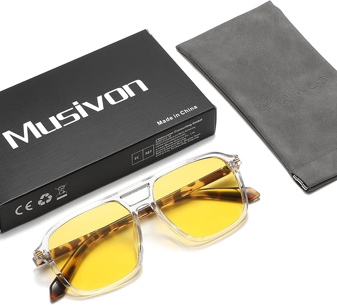 Large Night Vision Glasses for Driving Women Men - Anti Glare Night Driving Glasses