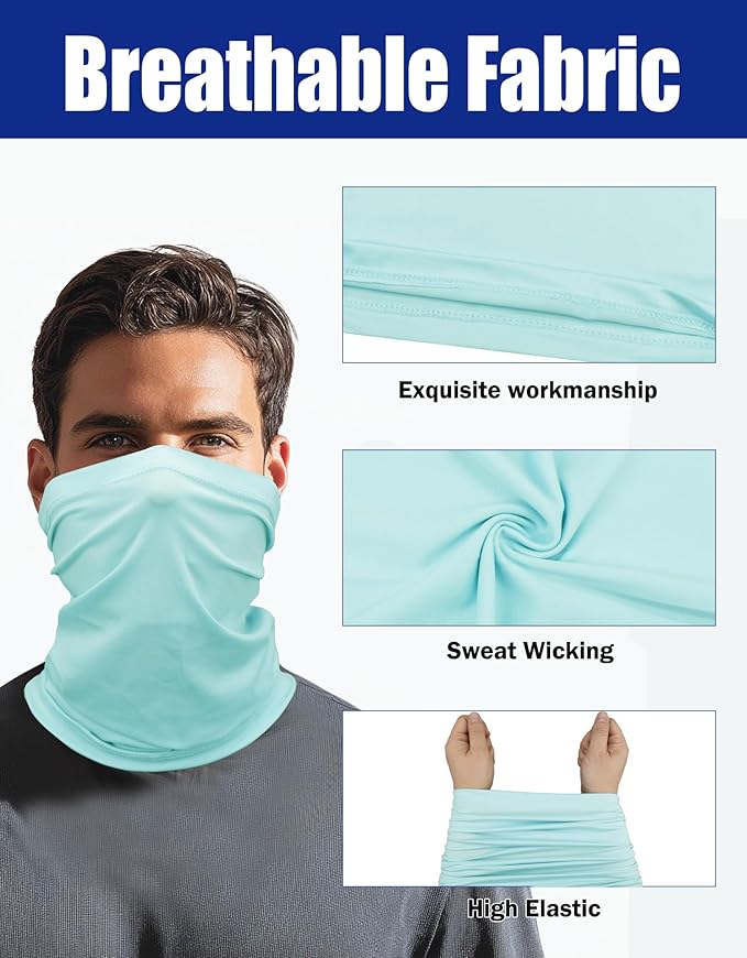 JHYWELL Cooling Neck Gaiter Face Mask, UV Protection Masks Gator, Windproof Bandana for Skiing, Fishing, Hiking, Cycling