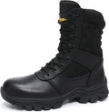 DahWe Men's Steel Toe Work Boots with Side Zipper 8 inch Lightweight Comfortable Indestructible Puncture Proof for Industrial Construction Warehouse Roofing Logger Riding Safety
