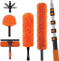 30FT High Reach Duster Cleaning Kit with Extension Pole, High Ceiling Fan Cleaner Duster Tool for Fan Blades, Window Washing Kit with Microfiber Feather Duster & Window Squeegee