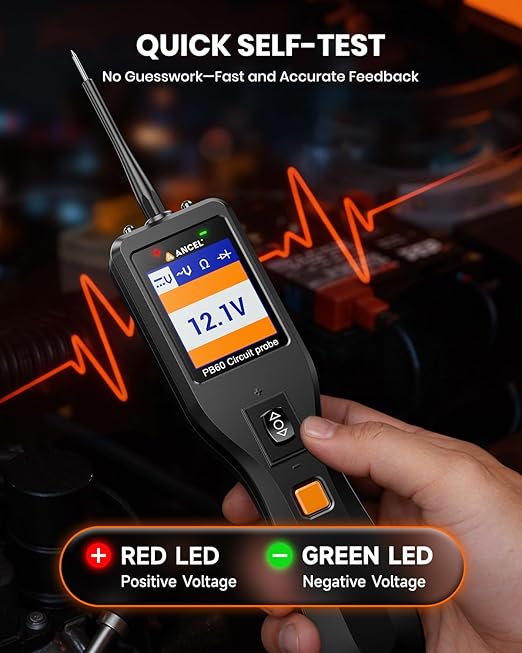 ANCEL PB60 Automotive Circuit Tester, Power Circuit Probe Tool, 12-24V Electrical Short Open Breaker Circuit Finder, AC/DC Current Resistance, Digital Volt Ohm Meter, Activate Component, for 99% Car