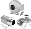 iPower 4 Inch 154 CFM Inline Ventilation Fan with Variable Speed Controller and 4” Air Carbon Filter 8 Feet Ducting, Combo Set for Grow Tent