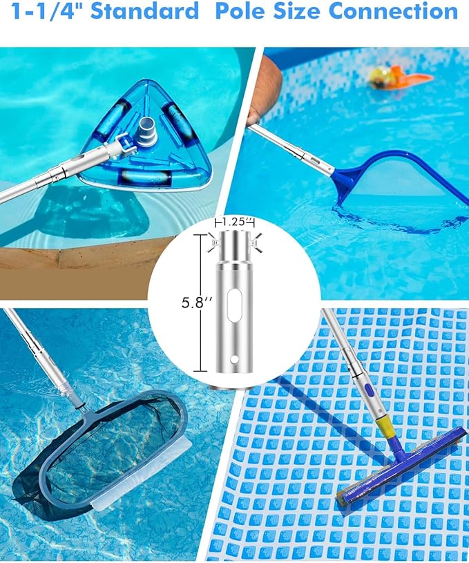 Pool Pole,Extension Telescoping Pole for Swimming Pool Cleaning Poles,Telescopic Heavy Duty Aluminium Alloy (12 FT)