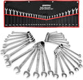 Egofine 26pcs Ratchet Wrenches Set, Wrench Set Metric and Standard, Combination Wrench Sets, CR-V Steel 6-19mm, 1/4" to 3/4" 72-Teeth, with Tool Roll Bag