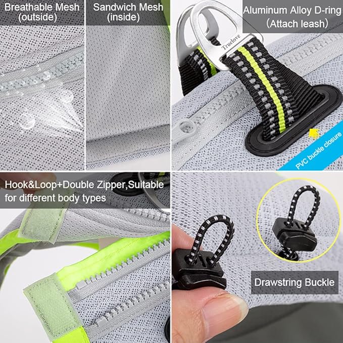 SGODA Dog Cooling Vest Harness Cooler Jacket Grey Green Large