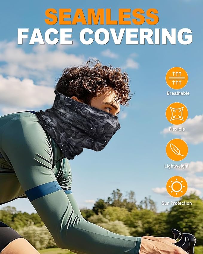 4Pack Neck Gaiter for Men Women Face Cover Mask Head Wrap Balaclava Headwear Bandana Headband Magic Scarf