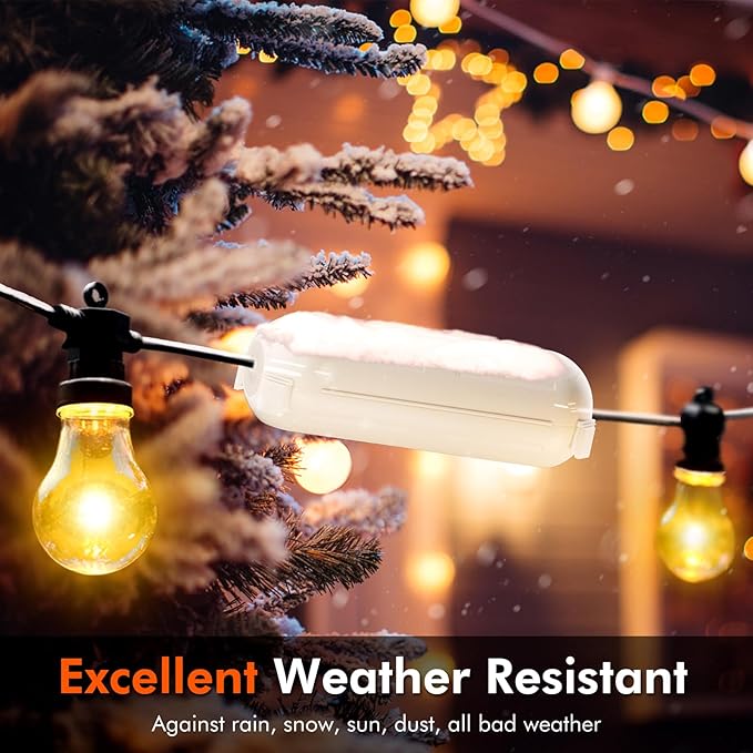 4 Pack of RESTMO Compact Outdoor Extension Cord Cover, IP44 Waterproof Box and Safety Housing Case, Ideal to Protect Outdoor Plugs, Electrical Connections, Holiday Decoration Lights, Size Small, White