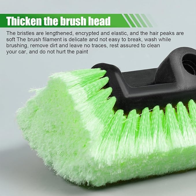 59" Car Wash Brush with Long Handle, No Scratch Soft Bristle Cleaning Brush, Extendable Windshield Cleaner Tool, Car Cleaning Kit for Boat, RV, Truck, House Siding, Solar Panel (Green)