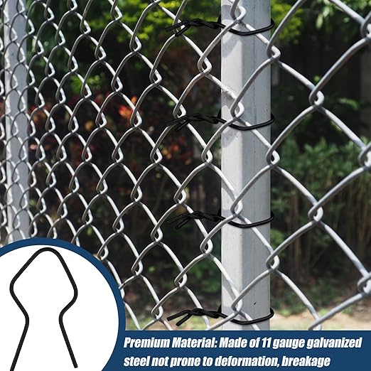 Hicarer 400 Pcs T Post Clips Metal Wire Fence Clips Galvanized Steel Tie Ez Twist Preformed Fencing Clip 11 Gauge Fence Ties for T-Posts/u-Posts (Black)
