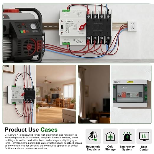 AC110V 100Amp Automatic/Manual Transfer Switch 4P 50/60Hz, 4Poles Mini ATS Auto Dual Power Switch Automatic Changeover Fast Transfer for Home Generator, Soalr, Rv and Lv Power