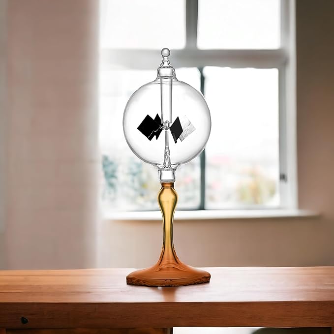 Medium Orange Solar Power Radiometer Crookes Spinning Vanes Glass Windmill Gift Home Desk Decoration M