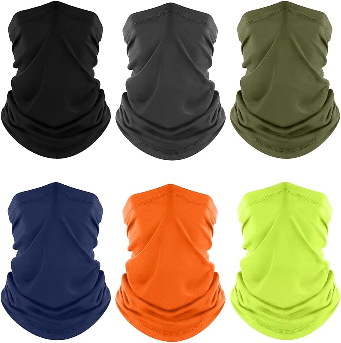 Fuinloth Neck Gaiter, 6 Pack Cooling UV Protection Bandana Face Mask Gator Scarf for Men Women