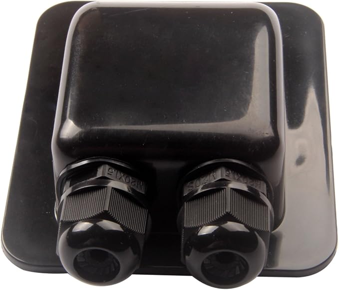 Weatherproof ABS Solar Double Cable Entry Gland,Curved Cable Connector for All Cable Types 2mm² to 6mm² for Rv, Campervan, Boat (Black)