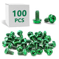 100 PCS Green Ground Screws for Electrical Box,10-32 x 3/8 Inch Combo Grounding Screw Hex Phillips Head for Junction Box and Electric Outlet