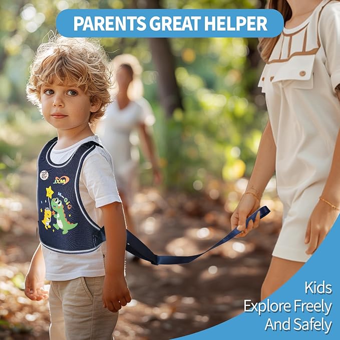 Safety Walking Harness for Kids 3-6, Anti-Elopement Vest Harness for Autism Special Needs ADHD, Reflective Leash with Grab Handle for Autistic, Active Children, Adjustable Tether for Travel and Crowds