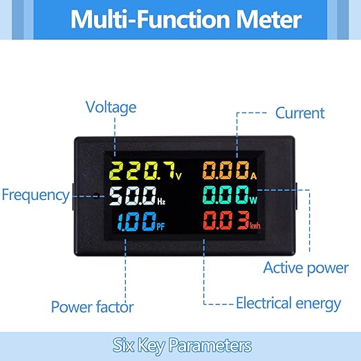 AC Power Meter, 40-300V 100A Digital Multimeter with Color LCD Display, Voltage Current Power Factor Frequency Energy Monitor, Ammeter Voltmeter Tester for 110V/220V, Volt Amp Watt Detector Panel