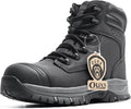 OUXX Work Boots for Men, Side Zipper Steel Toe Shoes, Water-Resistant, Non-Slip, Puncture-Proof(OX2720)