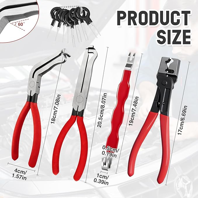 5Pcs Automotive Electrical Terminal Connector Separator Removal Tool,Electrical Disconnect Pliers, Connector Removal Tool with Electrical Pin Removal Tool Hose Clamp Pliers and Canvas Bag