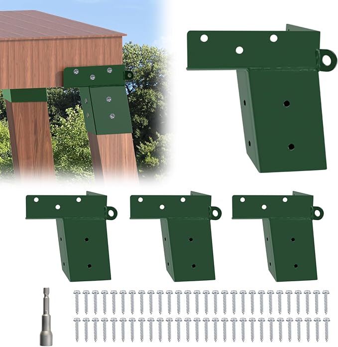 4 Pcs Deer Stand Brackets 4x4 Deer Blind Brackets Compound Angle Platform Bracket for Deer Hunting, Shooting Shack, Observation Decks, Tree Houses, Swing Sets, Outdoor Platforms.
