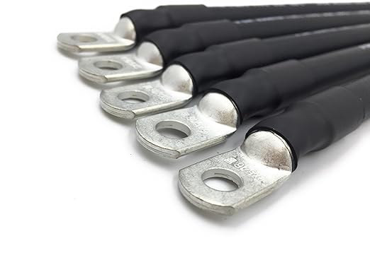2 AWG Gauge Premium Battery Cables, Made in The USA, Positive or Negative, Red or Black, Replacement Battery Cables for Car, Truck, RV, Solar (12ft - 5/16" Lugs, Black)