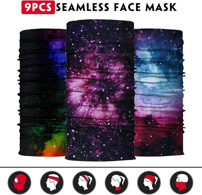 Venswell Neck Gaiter Face Mask Men Women,Seamless Bandana Rave Face Cover Scarf Mask,Balaclava,Headband, Head Wrap,Headwear
