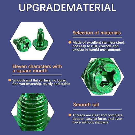 100 PCS Green Ground Screw, Electrical Panel Screw, Ground Screws for Electrical Box, Component Grounding Screws for Metal Outlet Junction Box