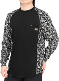 BOCOMAL FR Shirts Crewneck 5.5oz Lightweight Cotton Paisley Camo Two-Tone Flame Resistant Long Sleeve CAT2 Work Shirt