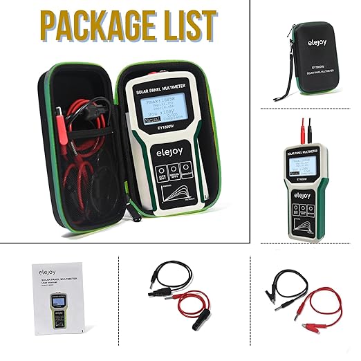 EY1800W Solar Panel Tester Multimeter, DC/AC Solar Panel Watt Meter, Photovoltaic Panel Solar Power Tracker, Auto & Manual MPPT Open Circuit Volt Current Troubleshoot Utility Tool Backlit LCD Display