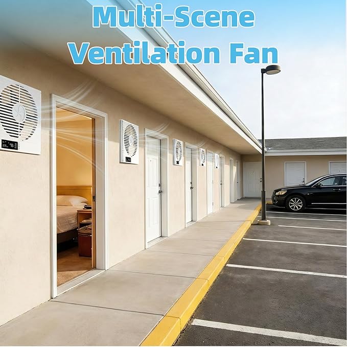 2PCS 8" Room to Room Fan with Remote, 320 CFM Room to Room Air Transfer Fan, 10 Speeds Quiet DC Motor Through Wall Fan & Exhaust Vent for Bedroom, Laundry, Kitchen, Garage, ETL Certified
