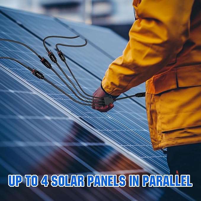 ECO-WORTHY Solar Connectors Y Branch 1 to 4 Parallel PV Adapter Cable Wire Plug Tool Kit for Solar Panel(M/FFFF and F/MMMM)