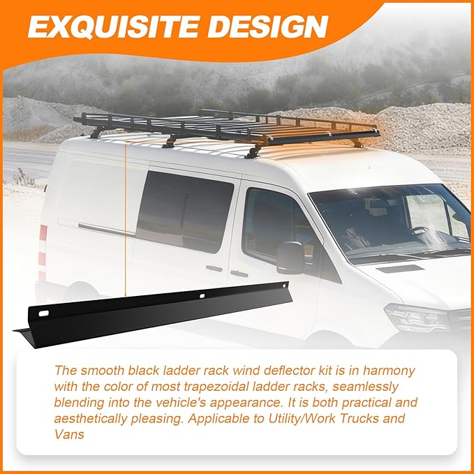 39.37 in Roof Rack Wind Deflector, Van Roof Rack Wind Deflector, Ladder Rack Wind Deflector for Utility/Work Truck and Vans, Reduces Noise