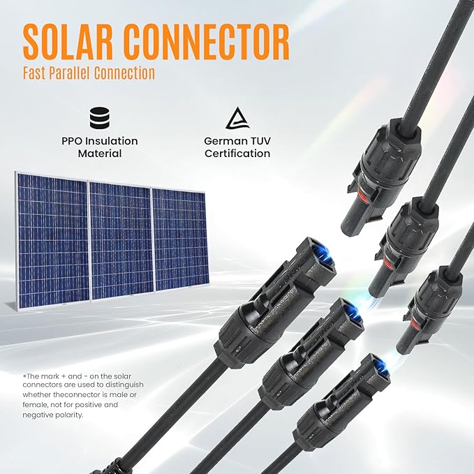 Solar Panel Connector 3 to 1 Solar Panel Splitter 3 Way 1000V Y-Branch Cable Solar Panel Parallel Connectors Parallel Adapter Cable Wire Plug Tool Kit for Solar Panel (1 Pairs)