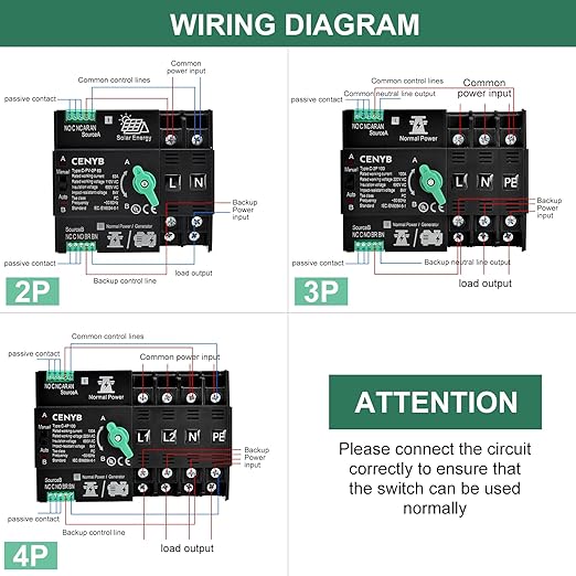 PV - Dedicated Automatic/Manual Transfer Switch Mini ATS Solar Auto Dual Power Switch 2P 100A AC110V Uninterrupted Power Supply DIN Rail Mount Toggle Changeover Module
