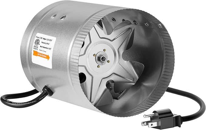 iPower 6 Inch Inline Booster, 240 CFM Exhaust HVAC, Duct Blower for Bathroom, Kitchen, Basement, Attic and Grow Tent, 6'' Fan, Silver