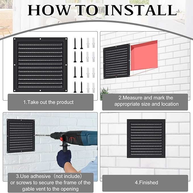 2 Pcs Attic Vent 10" X 10" Shed Vents Metal Gable Vents for Houses Wall Vent with Screen Vent Covers for Home Garage Attic Ceiling, Boost Ventilation and Guard Against Moisture