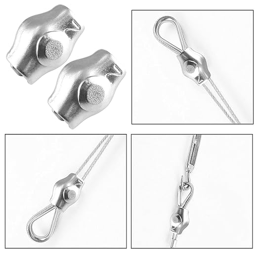 20Pcs M3 Stainless Steel Single Wire Rope Clips, Simplex Bolt Cable Clamp for 1/8 Inch Diameter Wire Cable