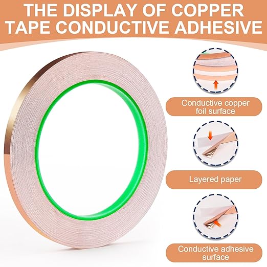 LOVIMAG Copper Tape Foil Tape (1/4inchX82.5FT), 2 Pack Copper Tape for Stained Glass Conductive Adhesive for Guitar and EMI Shielding Soldering Crafts, Electrical Repairs Grounding