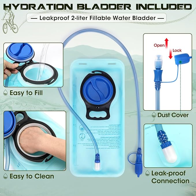 Hydration Backpack with Water Bladder, 18L Lightweight Hiking Backpack for Women&Men Small Insulated Hydration Water Pack for Hiking, Running, Cycling, Biking